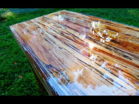 Super High Gloss Table from Tree Limb Repurposing Reclaiming prepper Woodworking UV CURE RESIN