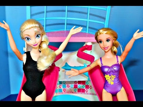 Barbie Sisters Cruise Ship Disney Princesses Frozen Elsa, Rapunzel, Ariel Mermaid ToysReviewToys