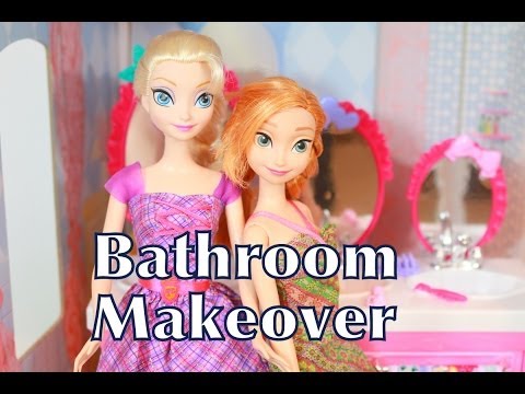 Frozen Elsa Anna Bathroom Makeover with Barbie Sisters Beauty Fun Sink AllToyCollector