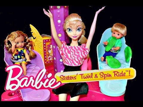 Frozen Elsa Family Amusement Park Ride Play Doh Vomit Barbie Sisters Twirl & Spin Ride DisneyCarToys