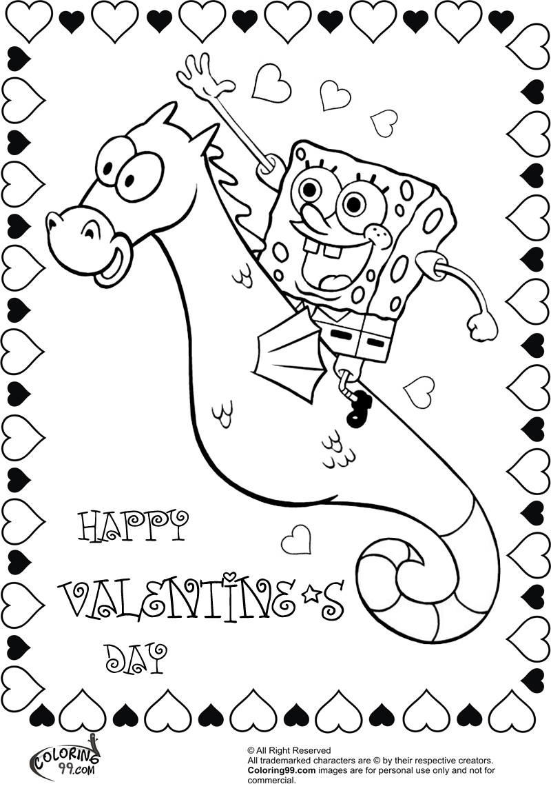 valentine spongebob love is in the air coloring pages