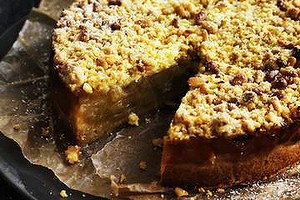 Apple and orange crumble tart.