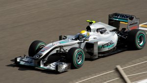 Nico Rosberg driving for Mercedes GP at the 2010 Bahrain Grand Prix.