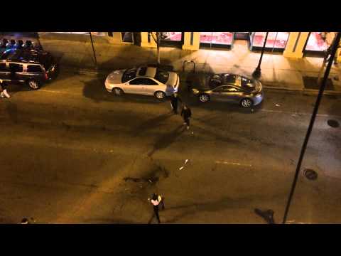 Crazy Bar Fight in front of Crocodile Bar: Wicker Park Chicago, Illinois