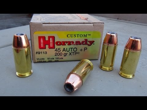 .45 ACP +P Hornady XTP 200 gr JHP Gel Ammo Test