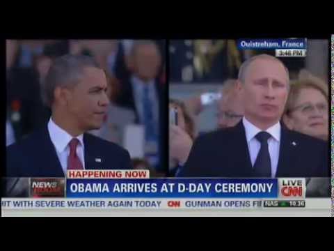 HILARIOUS: Funny moment when Obama, Putin meet; 1st time since Ukraine crisis
Jun 6, 2014 Obama, Putin Spoke On Sidelines Of D-Day Event.
BENOUVILLE, France, June 6 (Reuters) - U.S. President Barack Obama and Russian President Vladimir Putin held brief talks on the sidelines of D-Day anniversary celebrations in Normandy, Hollande\'s office said on Friday.
A White House official confirmed that an \