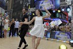 Olympic athlete Meryl Davis and dancer Maksim Chmerkovskiy, "Dancing with the Stars" winners, appear on ABC's Good Morning America on Wednesday, May 21, 2014, in New York.