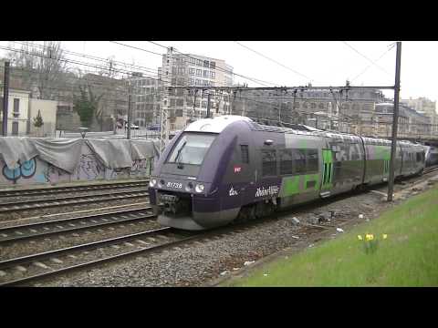 2 trains TGV Carmillon+9 trains ter+7 trains TGV+1train ter qui klaxonne à Lyon le  06/04/13