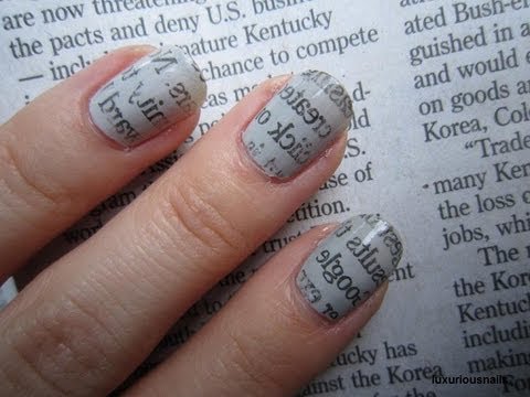 Newspaper Print Nail Art Tutorial