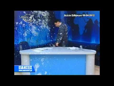 Egg & Yogurt attack during live TV News show (Greece)