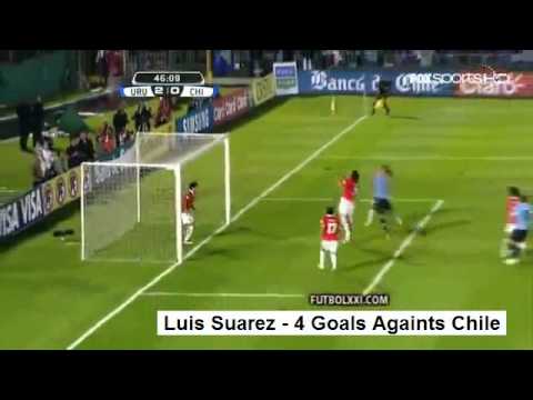 Liverpool FC -  Luis Suarez - 4 Goals - Uruguay V Chile 4-0