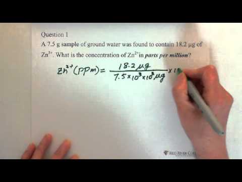 7. Concentration of Solution: Parts per million (ppm) 1