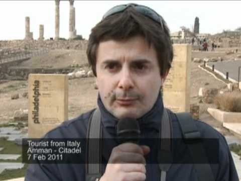 Tourist from Italy at the Citadel in Amman, Jordan