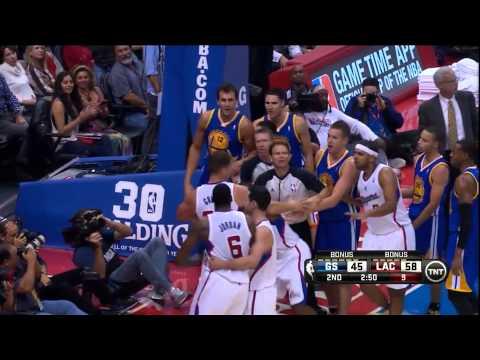 DeAndre Jordan fights Andrew Bogut | Golden State Warriors vs LA Clippers - 10.31.2013