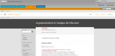 Exemple de flux de syndication : Calenda