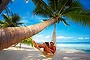 Lazing on a beach in Samoa.