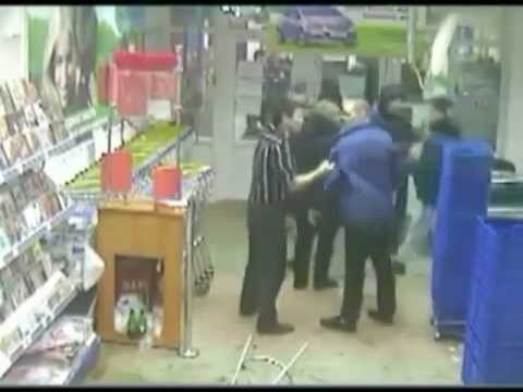 The brutal fight in supermarket, Krasnoyarsk, Russia (fight)