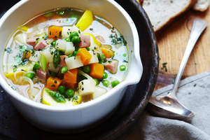 Luke Mangan's quick ham and vegetable soup.