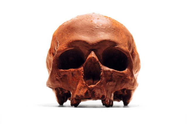 Life-Size Chocolate Replica of a Human Skull