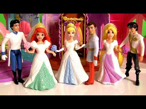 3 Magic Clip Fairytale Wedding Dolls Rapunzel Cinderella Ariel Play Doh Disney Princess MagiClip