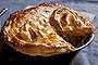 Chicken, leek and mushroom pie.