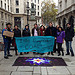 Londoners holding a banner outside the Indian Embassy