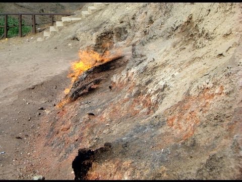 Yanar Dag, burning mountain, Absheron Peninsula, Baku Region, Azerbaijan, Eurasia