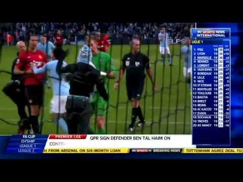 Rio Ferdinand Cut Eye City Fan Threw Coin & Fan On Pitch - Manchester City vs United Derby