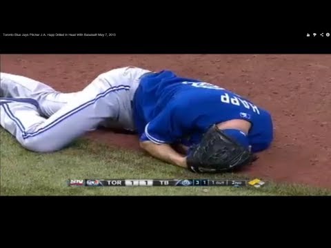 Toronto Blue Jays Pitcher J.A. Happ Drilled In Head With Baseball! May 7, 2013