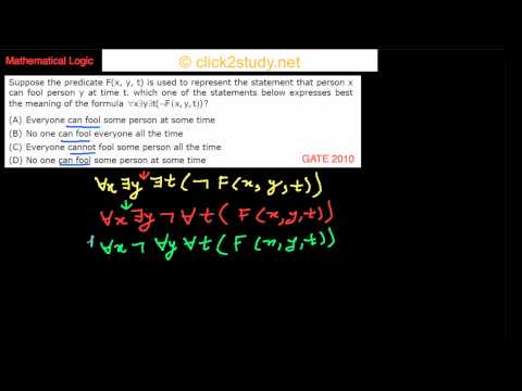 Mathematical Logic Example 1.010 GATE CS 2010 (predicate universal and existential quantification)