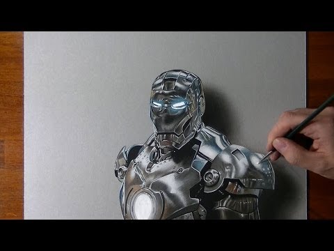 Drawing time lapse: Iron Man - hyperrealistic art