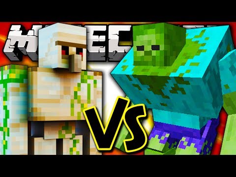 MUTANT ZOMBIE VS IRON GOLEM - Minecraft Batalha de Mobs - Mutant Creatures Mod