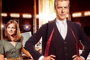 Peter Capaldi as Doctor Who, with Jenna Coleman.