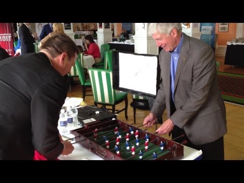 FOOSBALL INTERVIEW: Michigan Governor Rick Snyder vs. 7 Action News anchor Stephen Clark