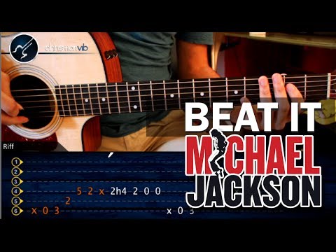 Como tocar Beat It - MICHAEL JACKSON - en guitarra Acustica PRINCIPIANTES (HD) Tutorial Riff