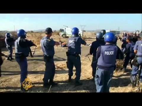 South African miners fired on by police