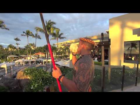 Torch lighting ceremony in Maui, Hawaii -- Four Seasons Sunset Torch