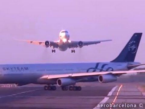 Raw: Near Miss at Barcelona Airport