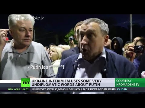 Ukrainian FM chants 'Putin - f**ker' at vandalized Russian embassy