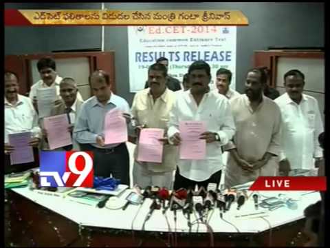 Minister Ganta releases Ed-CET 2014 results - Tv9