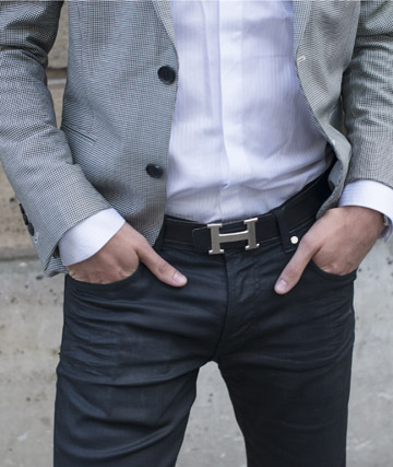 PARIS, FRANCE - JUNE 25: Fashion blogger for Infashionity Henry Obalit wearing The Kooples jacket, Zara jeans and shirt, Hermes belt on day 1 of Paris Collections: Men on June 25, 2014 in Paris, France.  (Photo by Kirstin Sinclair/Getty Images)