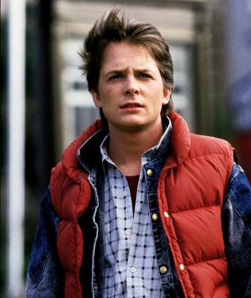 Marty Mcfly in a Back to the Future movie poster.