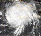 A GOES-12 infrared satellite image provided by the U.S. Naval Research Laboratory, Monterey, Calif., showing the status of Tropical Storm Gustav at approximately 11 am EST.