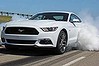 The New Mustang's 'electric line-lock' feature works by locking on the front brakes with the push of a button, enabling the car’s rear wheels to spin.