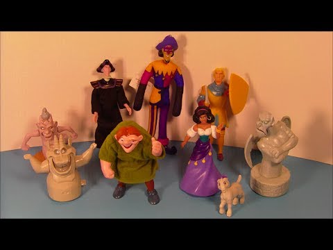 1996 DISNEY'S THE HUNCHBACK OF NOTRE DAME SET OF 8 BURGER KING KID'S MEAL MOVIE TOY'S VIDEO REVIEW