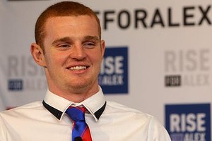 Brave lad: Alex McKinnon addresses the media for the first time since his accident earlier this week.