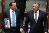 Tony Abbott and Joe Hockey arrive for Question Time at Parliament House this week.