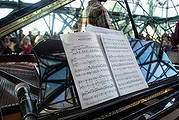 Photo of choir rehearsing gospel songs at Fed Square on 7 June 2014.