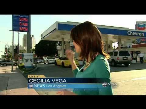 ABC News - 02-22-12. Gas Price Report (Gas price rises ¢10 cents live on air in Los Angeles)