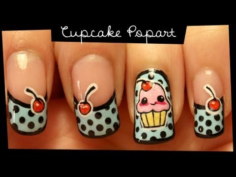 Cupcake Popart nail art (no stickers)